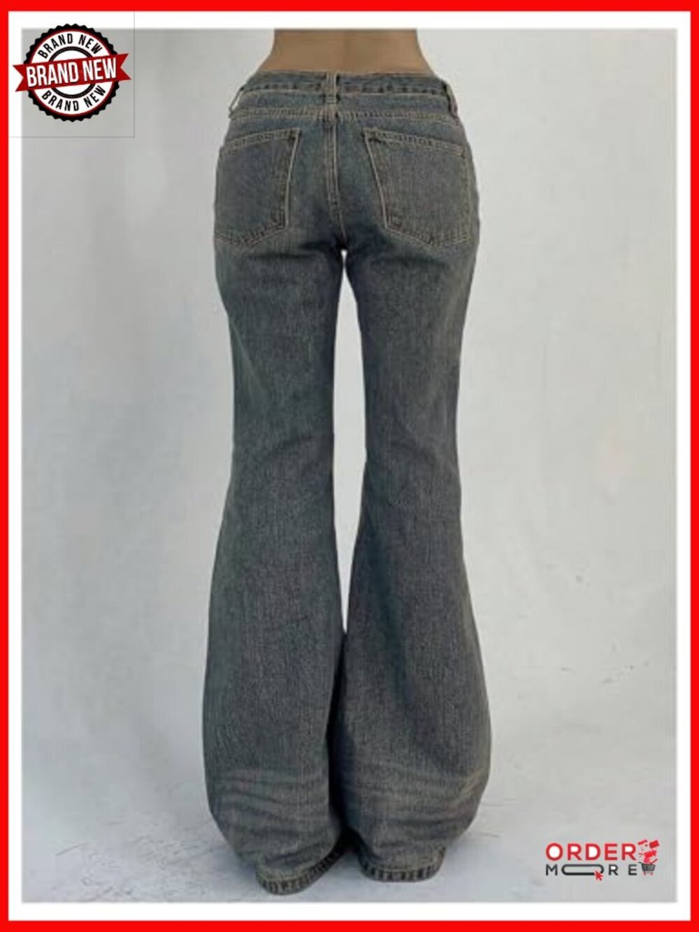 Low Rise Flare Leg Bell Bottom Jeans Y2K Going Out Stretchy Denim - Picture 2 of 5